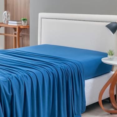 Imagem de Lençol de Cima King Malha 100% Algodão Avulso sem Elástico Marinho