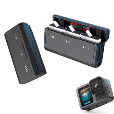 Imagem de Carregador Triplo Multifuncional para GoPro 13 - Telesin