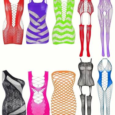 Imagem de Kit 10 peças Conjunto de lingerie sexy Multicolorido ElaShopp