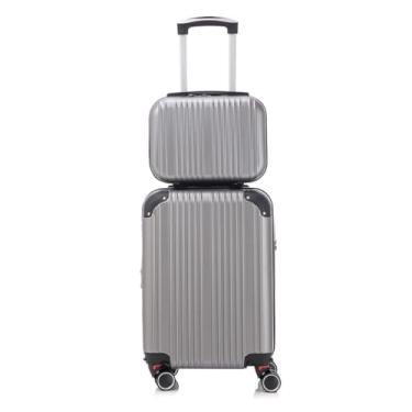 Imagem de Conjunto Mala De Viagem 10KG E Frasqueira Ziper Extensível Roda Dupla 360° TSA WZ06 (Prata,53×33×23cm)