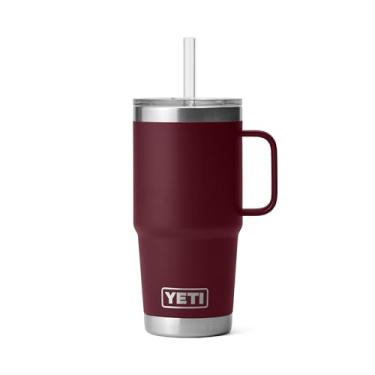 Imagem de Caneca de canudo YETI Rambler de 740 ml, com isolamento a vácuo, aço inoxidável, vermelho vinha selvagem