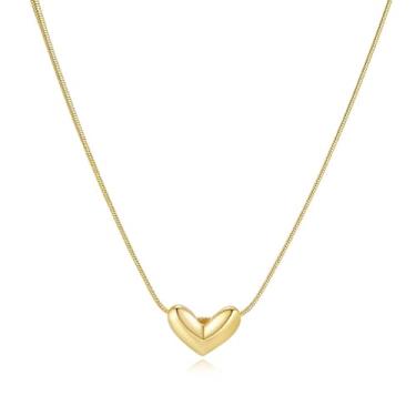 Imagem de Warmsmile Colar gargantilha de corrente de cobra plana banhada a ouro e prata – Colar com pingente de coração delicado para mulheres, elegante colar com pingente de laço e cruz, presente ideal para o