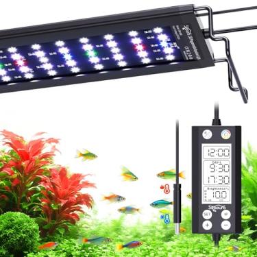 Imagem de SEAOURA Luz para Plantas de Aquário com Sensor de Temperatura, 45-60cm Espectro Completo, Programável 24/7 + Memória, WRGB Personalizável, 20 Níveis Ajustáveis