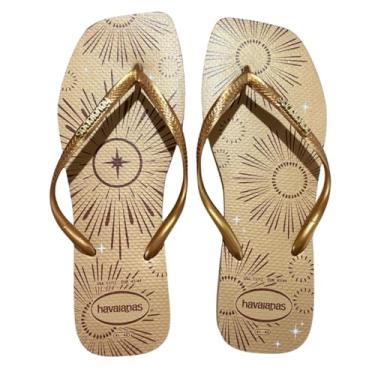 Imagem de Chinelo Havaianas Slim Square Metallic Party Reveillon Cor:Dourado;Tamanho:41/42