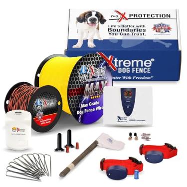 Imagem de Extreme Dog Fence Cerca elétrica para cães ProMax Grade – Kit para 2 cães com fio de 457 m – Coleiras duplas à prova d'água e sistema subterrâneo resistente