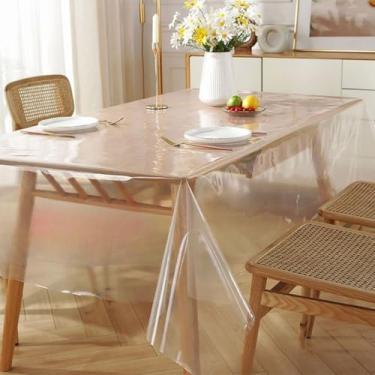 Imagem de Toalha de Mesa de Plástico Transparente Térmica Impermeável Cozinha(TRANSPARENTE 0,020MM,3,1 mx1,4m)