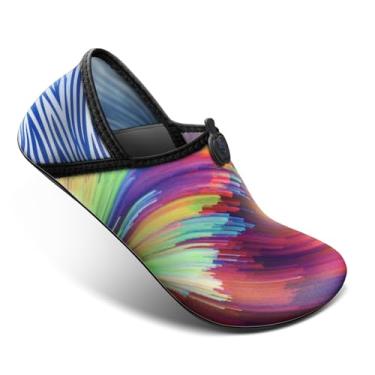 Imagem de Sapatos aquáticos femininos, masculinos, meias descalços sem cadarço, praia, ioga, exercício, secagem rápida, Multicolorida7134, 38/39 BR