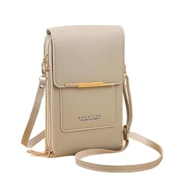 Imagem de Bolsas transversais pequenas para mulheres, carteira para celular, bolsa de ombro feminina de couro sintético, Cinza, Small