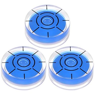 Imagem de Generic 3 peças de nível de bolha redonda 32 x 12 mm mini níveis circulares de precisão para nivelamento de câmera tripé telescópio toca-discos de oficina, azul