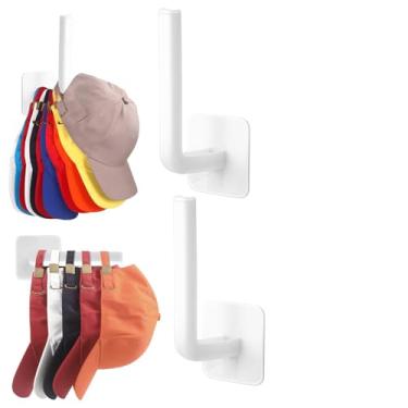 Imagem de 2 ganchos de armazenamento de chapéu sem perfuração, gancho de plástico para pendurar chaves, chapéu, toalhas, organizador de acessórios de cabelo multifuncional na parede gancho autoadesivo para