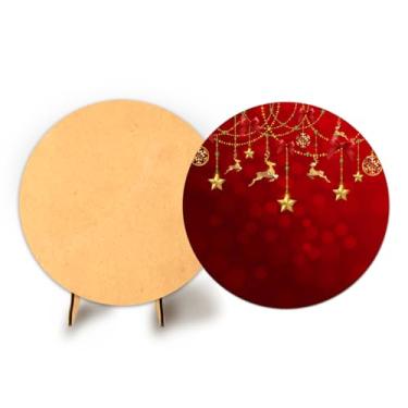 Imagem de Painel Redondo Com Elastico 50cm Flores + Suporte MDF (NAT130)