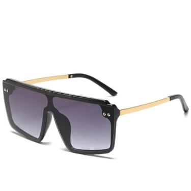Imagem de Óculos de sol punk grande feminino, armação grande, luxuoso, masculino, esportivo, à prova de vento, UV400 (preto, degradê, cinza)