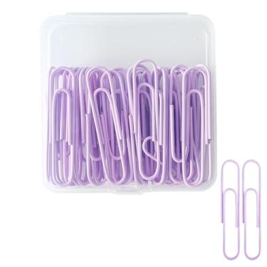 Imagem de Clipes de papel grandes de 50 unidades, clipes de papel jumbo com revestimento de vinil de 5 cm para escritório e casa, roxo claro