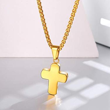 Imagem de Colar masculino com pingente de cruz crucifixo, One Size, Aço inoxidável, Sem Pedra Preciosa
