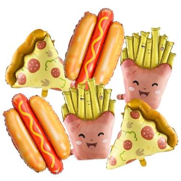 Imagem de AnnoDeel 6pcs Giant Popcorn Food Mylar Balloons, 25inch Ice Cream Balloons Popcorn Balloons Hot Dog Balloons Hamburg Balloons Donut Balloons Pizza balloon for Hawaii Luau Balloons Party Decorations