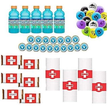 Imagem de Birthday Party Supplies for Game Fans,Video Game Party Decoration,24 Chug Jug Bottle Labels,42 Chocolate Sticker, 4 Roll Paper Sticker,24 Balloons