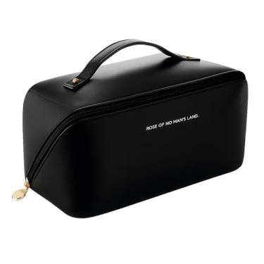 Imagem de Necessaire Feminina para Maquiagem, Organizador de Cosméticos, Bolsa de Viagem (Preto Clássico)