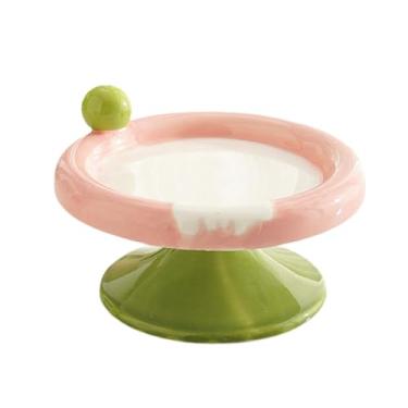 Imagem de Dualoai Tigela Elevada para Gatos Feita para Facilitar a Alimentação de Gatinhos, Bebedouro E Comedouro com Abertura Ampla, Comida Elevada E, pequeno vermelho verde