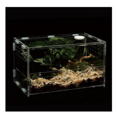 Imagem de WBHONGHUI Terrário de habitat de réptil transparente acrílico com trava, perfeito para anfíbios e invertebrados como aranhas, sapos, etc. (porta frontal horizontal pequena)
