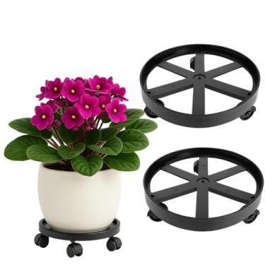 Imagem de Kit Com 2 Suporte Multiuso Para Botijão Bujão Vaso Plantas e Galão com Rodinhas 360° Suporta até 55kg Preto