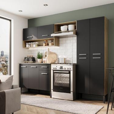 Imagem de Cozinha Compacta Arizona Classic Carvalho Com Preto Carraro