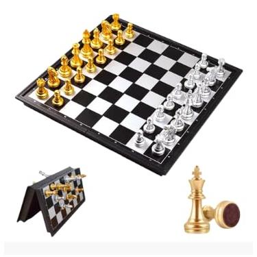 Imagem de Tabuleiro de Xadrez Magnético Dobrável, 32x32 cm, Portátil com Peças Magnéticas, para Adultos e Crianças