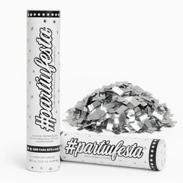 Imagem de Lança Confete Prata Chuva de Festa Reveillon Ano Novo Até 8 Metros 30 cm