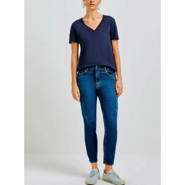 Imagem de Blusa Manga Curta Hering 4EZ9 Feminina Gola V Algodão T. P/EXG, M, Ax7