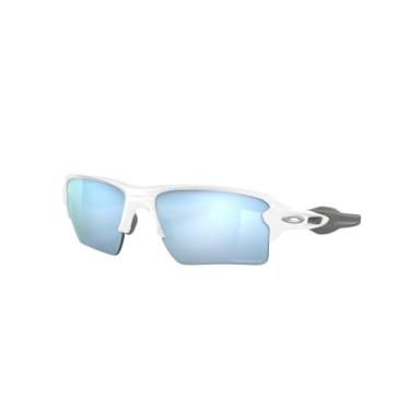 Imagem de Oakley Óculos de sol retangulares Flak 2.0 XL OO9188 | Pacote com kit de limpeza e bolsa de microfibra branca, Branco polido/Prizm Deep Water Polarizado