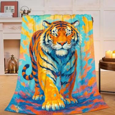 Imagem de Cobertor de tigre com estampa de tigre, macio, aconchegante, animal selvagem, felpudo, felpudo, quente, roupa de cama, cobertores de berçário, presentes para meninos, meninas, crianças, adultos