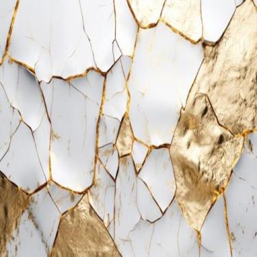 Imagem de Quadro Decorativo Gold Kintsugi Textura Luxo Arte Japonesa Parede Sofisticação 50x50cm