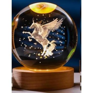 Imagem de Luminária de Mesa Bola de Cristal com LED - Luz Noturna para Quarto, Presente Decorativo 3D para Natal e Aniversário(2008-11)