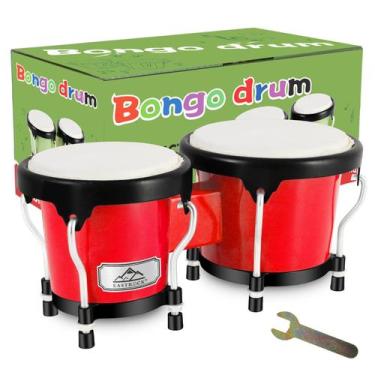Imagem de Conjunto de tambores Bongo EastRock para adultos e iniciantes (vermelh