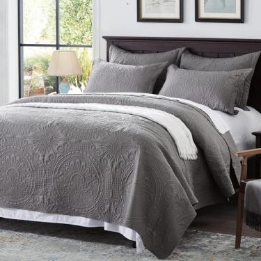 Imagem de Conjunto de cama king size Anluoer Grey Lightweight Microfiber