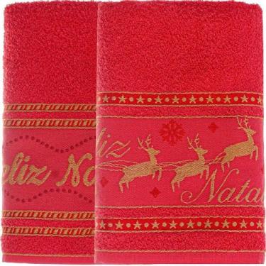 Imagem de Kit 50 Toalha De Rosto Feliz Natal 90% Algodão 400g-m² 45x68cm Bene Ca