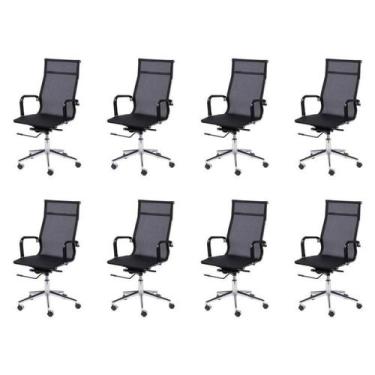 Imagem de Kit 8 Cadeiras Escritorio Presidente Esteirinha material sintético 330