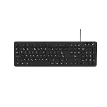 Imagem de Teclado com Fio Multi USB com 3 Níveis de Ajuste de Altura, Teclas Silenciosas e LEDs Indicadores – Preto TC144