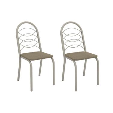 Imagem de Cadeira De Cozinha Holanda 2c009nk Aço Kit 2 Un Niquel-boucle Bege Fendi - Kappesberg