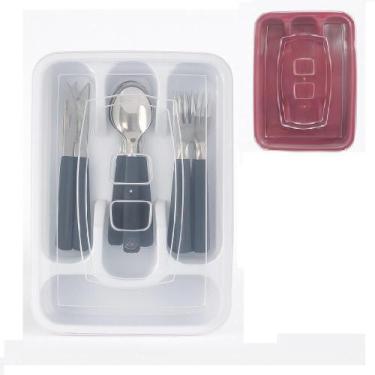 Imagem de Porta Talheres Com Tampa Organizador Talher Gaveta Armario Utensilios 