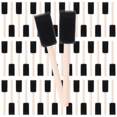 Imagem de Pacote com 200 pincéis de tinta de espuma pequenos de 2,5 cm, pincel de esponja a granel com alças de madeira, pincel de tinta de esponja para pintura, acrílico, coloração, envernizamento, acabamento