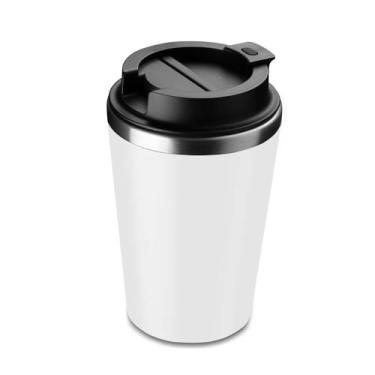 Imagem de Copo Térmico 350ml Parede Dupla em Inox Hermético com Rosca Branco – Mantém Bebidas Quentes ou Frias