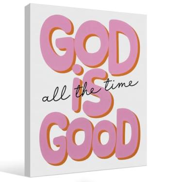 Imagem de STHTTSW Arte de parede cristã rosa, versículos bíblicos God is Good, decoração de parede, escritura inspiradora, decoração de sala de oração, presentes religiosos, decoração de banheiro de escritório