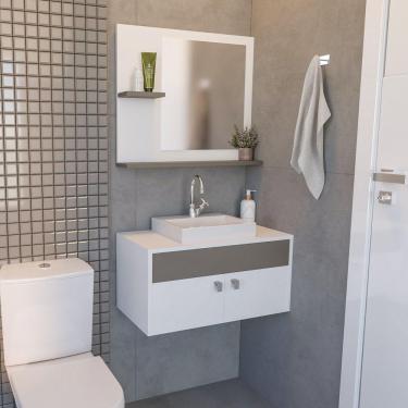 Imagem de Conjunto Gabinete E Espelho Suspenso Meu Canto 60 - Modelo 5 Chumbo