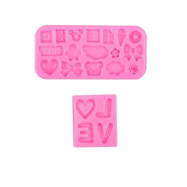 Imagem de Feilguee 2 peças de moldes de silicone para bolos de chocolate e sobremesas, bandeja de cubo de gelo para artesanato caseiro pudim molde de gelatina para assar festas de Natal e festas (rosa)