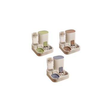 Imagem de Comedouro Automático Antiformiga para Cães e Gatos, Plástico Azul, Capacidade 900ml, Dupla Função Água e Ração, 22x19x30cm