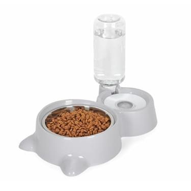 Imagem de VVMEETYOU Conjunto de tigelas para cães, ração e água para filhotes de gatos com dispensador de água e tigela de aço inoxidável destacável para animais de estimação por gravidade e conjunto de