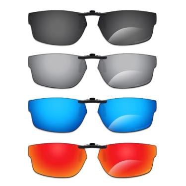 Imagem de Alphax Óculos de sol polarizados unissex com clip-ons de proteção UV para óculos inteligentes Oakley Crosslink Switch OX3128 - preto + titânio + azul + vermelho
