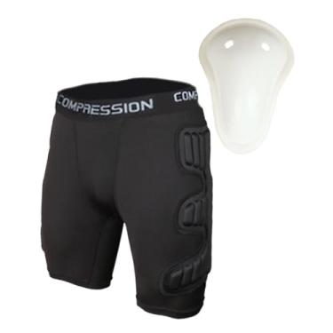 Imagem de Dynwave Calção de proteção para goleiro de futebol com acolchoamento em espuma EVA, design ergonômico para esportes de contato, multifuncional e respirável, L