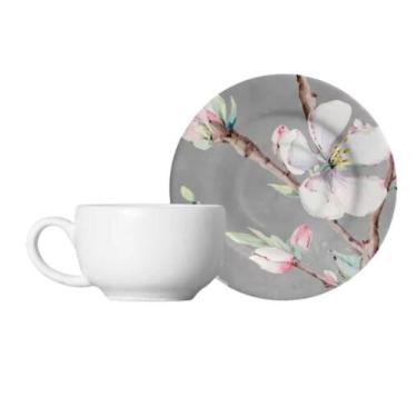 Imagem de Xícara de Café Cerâmica com Pires Sakura Flores by Kika Sato Alleanza 