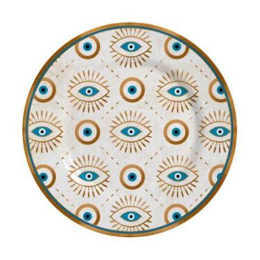 Imagem de Jogo 4 Pratos Raso Olho Grego Plus Cerâmica Alleanza 1ªL